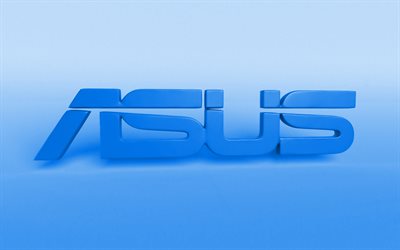 Asus bl&#229; logo, kreativa, bl&#229; suddig bakgrund, minimal, Asus-logotyp, konstverk, Asus