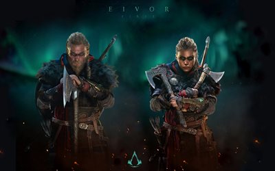 Assassins Creed Valhalla, poster, Eivior, Sigurds Karısı, ana karakterler, tanıtım malzemeleri