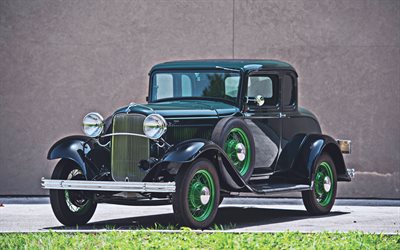 Ford Model B Coupe, 4k, 1932 arabalar, retro arabalar, amerikan arabaları, Ford