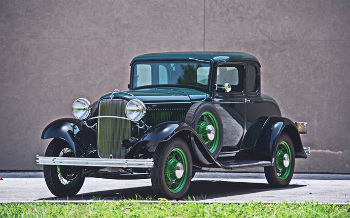 ford model b coup&#233;, 4k, 1932 autos, retro-autos, amerikanische autos, ford