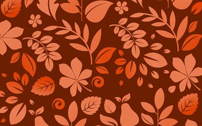 trama di foglie di autunno, sfondo arancione con foglie, sfondo di autunno, sfondo di foglie di autunno, trama di autunno retr&#242;