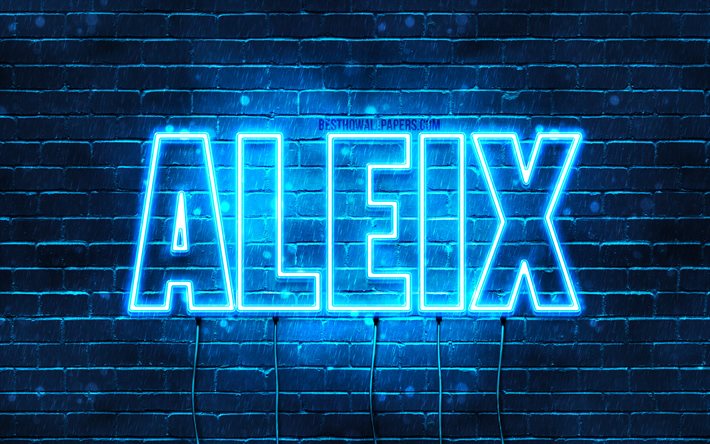 aleix, 4k, hintergrundbilder mit namen, aleix-name, blaue neonlichter, happy birthday aleix, beliebte spanische m&#228;nnliche namen, bild mit aleix-namen