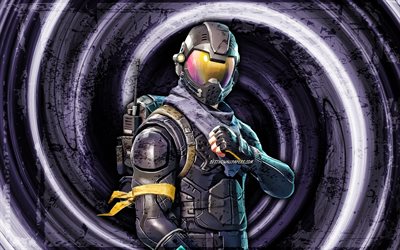 4k, Rogue Agent, violett grunge bakgrund, 2020-spel, Fortnite, vortex, Fortnite karakt&#228;rer, Rogue Agent Skin, Fortnite Battle Royale, Rogue Agent Fortnite