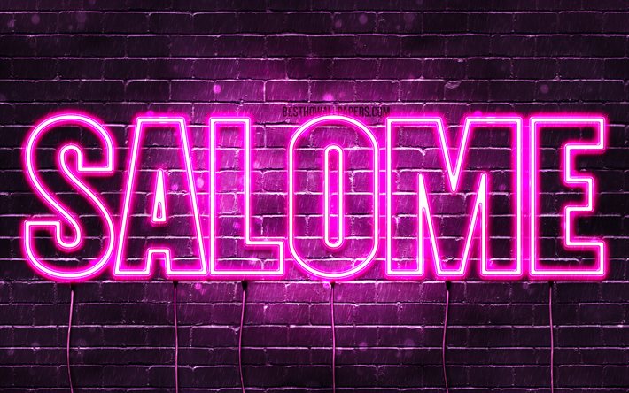 Salome, 4k, isimli duvar kağıtları, kadın isimleri, Salome adı, mor neon ışıklar, Mutlu Yıllar Salome, pop&#252;ler fransız kadın isimleri, Salome isimli resim