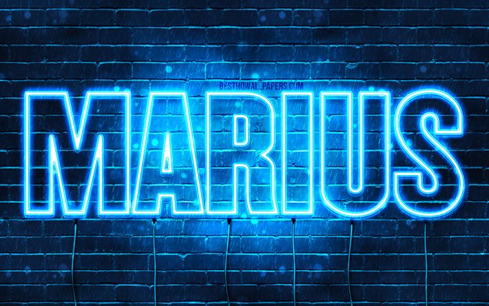 marius, 4k, tapeten mit namen, marius-name, blaue neonlichter, happy birthday marius, beliebte franz&#246;sische m&#228;nnliche namen, bild mit marius-namen