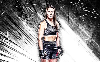 4k, Jessica Eye, grunge art, American fighters, MMA, UFC, female fighters, Jessica Jo-Anne Eye, Mixed martial arts, white abstract rays, Jessica Eye 4K, UFC fighters, MMA fighters