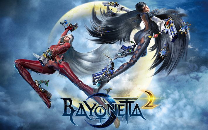 Bayonetta 2, p&#243;ster, materiales promocionales, personajes principales, Bayonetta