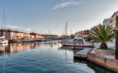 Grimaud, French Riviera, evening, sunset, yachts, sailboats, France