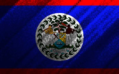 Flag of Belize, multicolored abstraction, Belize mosaic flag, Belize, mosaic art, Belize flag