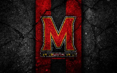 Maryland Terrapins, 4k, amerikan futbol takımı, NCAA, kırmızı siyah taş, ABD, asfalt doku, amerikan futbolu, Maryland Terrapins logosu