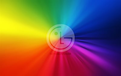 Logo LG, 4k, vortice, sfondi arcobaleno, creativit&#224;, opere d&#39;arte, marchi, LG