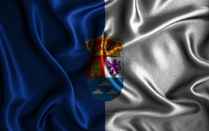 Las Palmas flagga, 4k, v&#229;giga sidenflaggor, spanska provinser, Las Palmas dag, tygflaggor, 3D-konst, Las Palmas, Europa, Spaniens provinser, Las Palmas 3D-flagga, Spanien