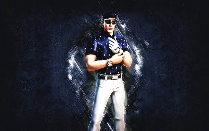 Fortnite Putt Pursuer Skin, Fortnite, personaggi principali, sfondo di pietra blu, Putt Pursuer, pelli Fortnite, Putt Pursuer Skin, Putt Pursuer Fortnite, personaggi Fortnite