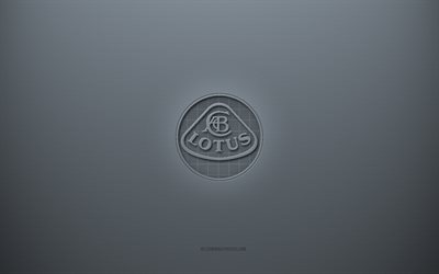 ロータスのロゴ, 灰色の創造的な背景, ロータスエンブレム, 灰色の紙の質感, ロータス, 灰色の背景, Lotus3dロゴ