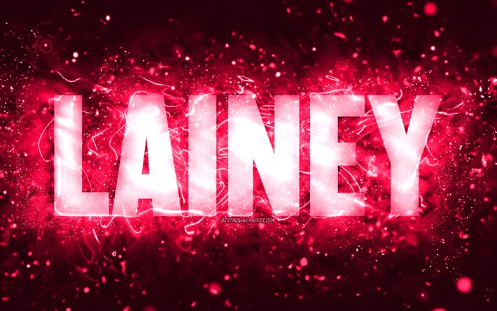 Hyv&#228;&#228; syntym&#228;p&#228;iv&#228;&#228; Lainey, 4k, vaaleanpunaiset neonvalot, Laineyn nimi, luova, Lainey Happy Birthday, Lainey Birthday, suosittuja amerikkalaisia naisten nimi&#228;, kuva Lainey-nimell&#228;, Lainey
