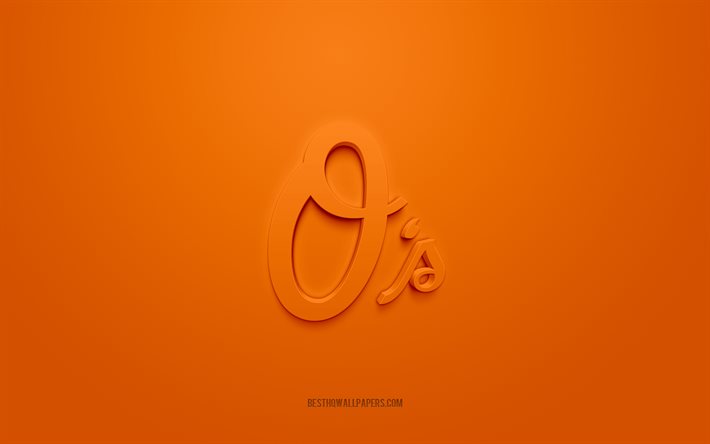 Baltimore Orioles amblemi, yaratıcı 3D logo, turuncu arka plan, Amerikan beyzbol kul&#252;b&#252;, HABERLER, Baltimore, ABD, Baltimore Orioles, beyzbol