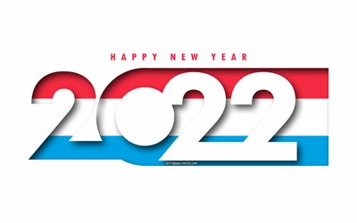 Happy New Year 2022 Luxembourg, white background, Luxembourg 2022, Luxembourg 2022 New Year, 2022 concepts, Luxembourg, Flag of Luxembourg