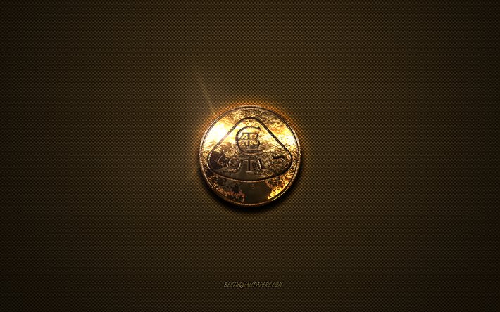Logo Lotus dorato, opere d&#39;arte, sfondo marrone in metallo, emblema Lotus, creativo, logo Lotus, marchi, Lotus