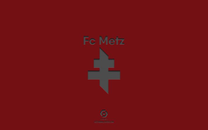 fc metz, burgunderfarbener hintergrund, franz&#246;sische fu&#223;ballmannschaft, fc metz-emblem, ligue 1, metz, frankreich, fu&#223;ball, fc metz-logo