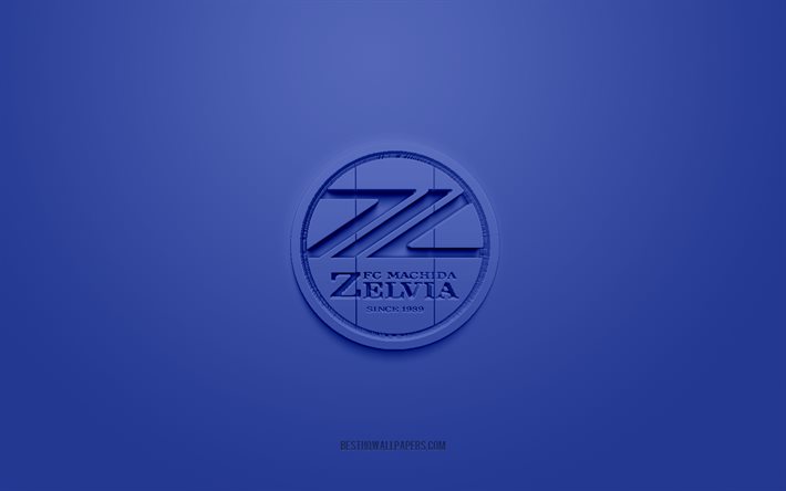 FC Machida Zelvia, yaratıcı 3D logo, mavi arka plan, J2 Ligi, 3d amblem, Japonya Futbol Kul&#252;b&#252;, Machida, Japonya, 3d sanat, futbol, FC Machida Zelvia 3d logo