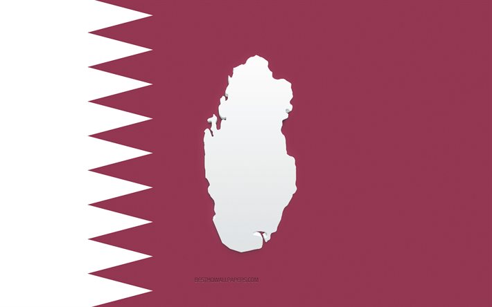 Lataa kuva Qatarin kartta siluetti, Qatarin lippu, siluetti lipussa, Qatar,  3d Qatarin kartta siluetti, Qatarin 3d kartta ilmaiseksi. Kuvat ilmainen  työpöydän taustakuvaksi