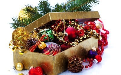 Ornamenti di natale, Natale, palle di Natale, ghirlande, tinsel, Nuovo Anno
