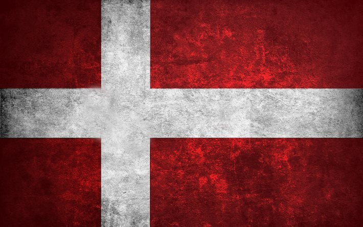 デンマークフラグ, 4k, グランジ, フラグのデンマーク, 旗