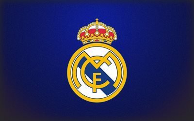 Real Madrid, logo, blue background