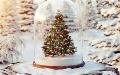 クリスマスツリー, 冬, x-mas, 雪, 新年, メリークリスマス