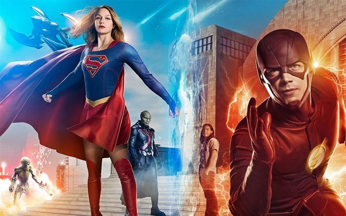 Download Wallpapers Legends Of Tomorrow Supergirl Flash Grant Gustin