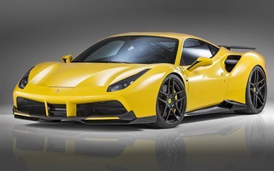 Ferrari 488 GTB, 2016, Novitec Rosso, urheilu coupe, keltainen Ferrari, keltainen superauto