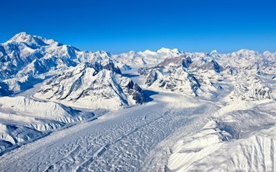 nieve, monta&#241;as, invierno, las heladas, las Monta&#241;as, los Himalayas, fondo de pantalla 4K