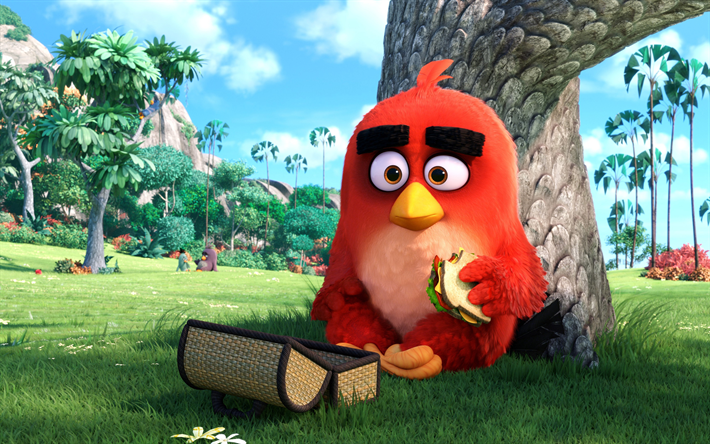 Angry Birds, 2017, Red, picnic, sandwich