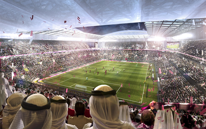 استاد الريان, كرة القدم المفاهيم, قطر 2022, الساحة الرياضية, 4k, ملعب كرة القدم, الريان