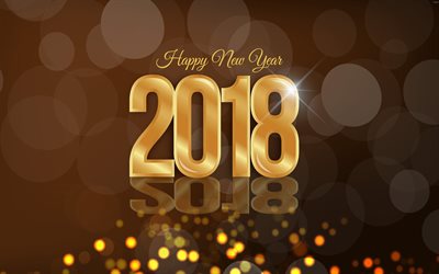 4k, Feliz Ano Novo 2018, brilho, Natal 2018, criativo, Novo Ano De 2018, natal, Natal