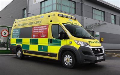 Ambulance, Fiat Ducato, 2017, Royaume-Uni, la nouvelle mini-fourgonnettes, Fiat, voiture d&#39;ambulance, les services sp&#233;ciaux