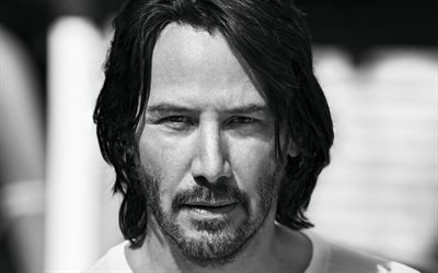 Keanu Reeves, 4k, Amerikalı akt&#246;r, siyah beyaz portre, kişi, fotoğraf &#231;ekimi