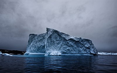 iceberg, 4k, el mar, la oscuridad, la Ant&#225;rtida