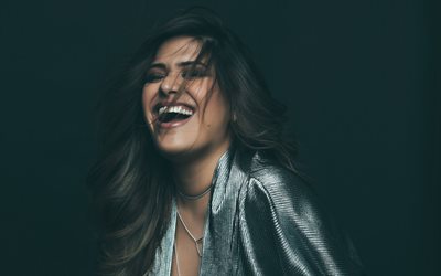 Mia Mont, Peruvian singer, 4k, portrait, photoshoot, smile, laugh, beautiful woman