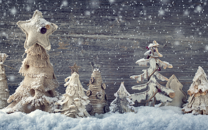 Anno nuovo, 4k, Natale, decorazioni in legno, natale e Felice Anno Nuovo