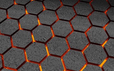 polygons, abstraction, grid, fire background, lava, fire