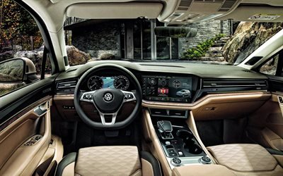 Volkswagen Touareg, 2020, inside view, interior, new Touareg interior, german cars, Volkswagen