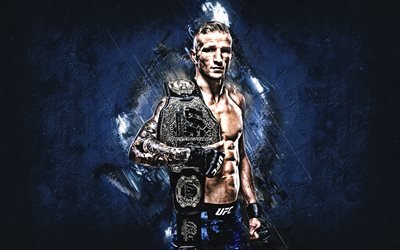 TJ Dillashaw, Tyler Jeffrey, UFC, american fighter, portrait, blue stone background, Ultimate Fighting Championship