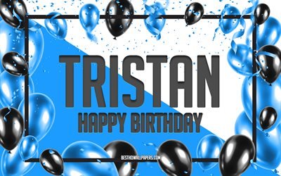 Happy Birthday Tristan, Birthday Balloons Background, Tristan, wallpapers with names, Tristan Happy Birthday, Pink Balloons Birthday Background, greeting card, Tristan Birthday