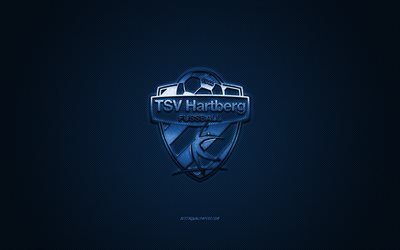 TSV Hartberg, Austrian football club, Austrian Bundesliga, blue logo, blue carbon fiber background, football, Hartberg, Austria, TSV Hartberg logo
