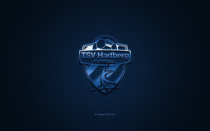 TSV Hartberg, Austrian football club, Austrian Bundesliga, blue logo, blue carbon fiber background, football, Hartberg, Austria, TSV Hartberg logo