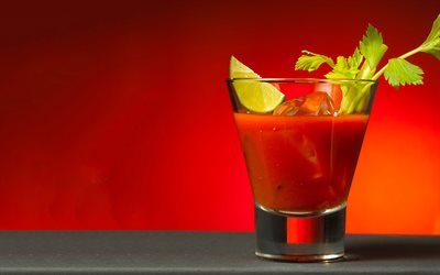 Bloody Maryカクテル, マクロ, カクテル, ガラスのドリンク, Bloody Mary, ガラスBloody Mary