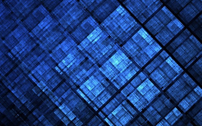 Download Wallpapers Dark Blue Abstraction Background, Geometric Blue