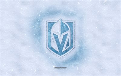 Vegas Golden Knights-logo, American hockey club, talvi k&#228;sitteit&#228;, NHL, Vegas Golden Knights ice logo, lumen rakenne, Paratiisi, Nevada, USA, lumi tausta, Vegas Golden Knights, j&#228;&#228;kiekko