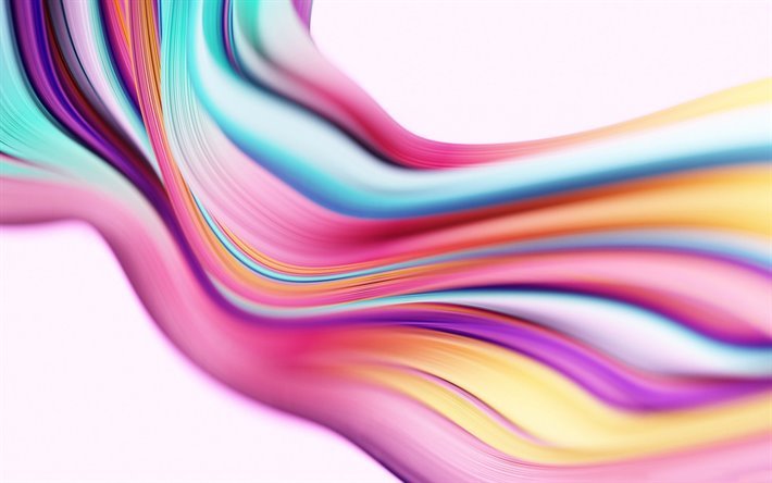 wave multicolored lines, 3d abstract waves, multicolored abstract backgrounds, lines background